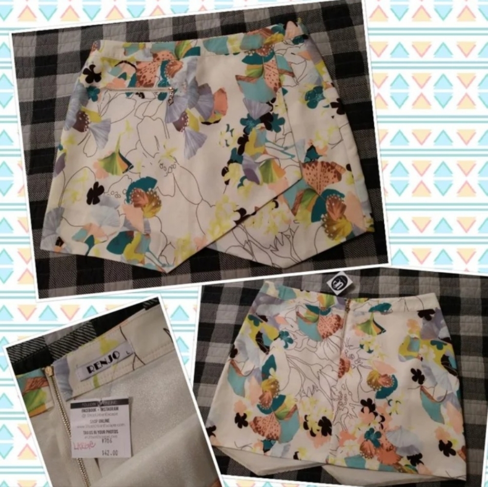 NEW floral wrap mini skirt L Renjo